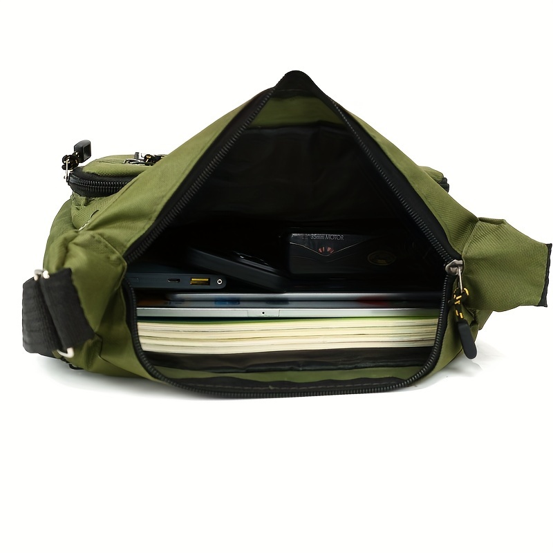 1pc mens trendy fashion bag nylon cloth large capacity zipper closure crossbody bag details 5