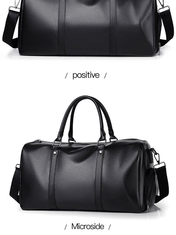 large capacity waterproof short distance travel bag with shoe compartment pu leather carry on gym bag duffel bag suitable for fitness exercise and outdoor travel details 17