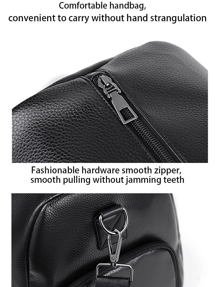 large capacity waterproof short distance travel bag with shoe compartment pu leather carry on gym bag duffel bag suitable for fitness exercise and outdoor travel details 22