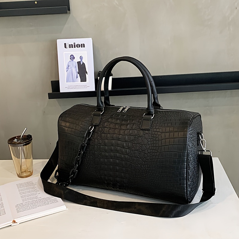 1pc mens fashionable handbag fashionable crocodile pattern retro pu waterproof and wear resistant bag details 6