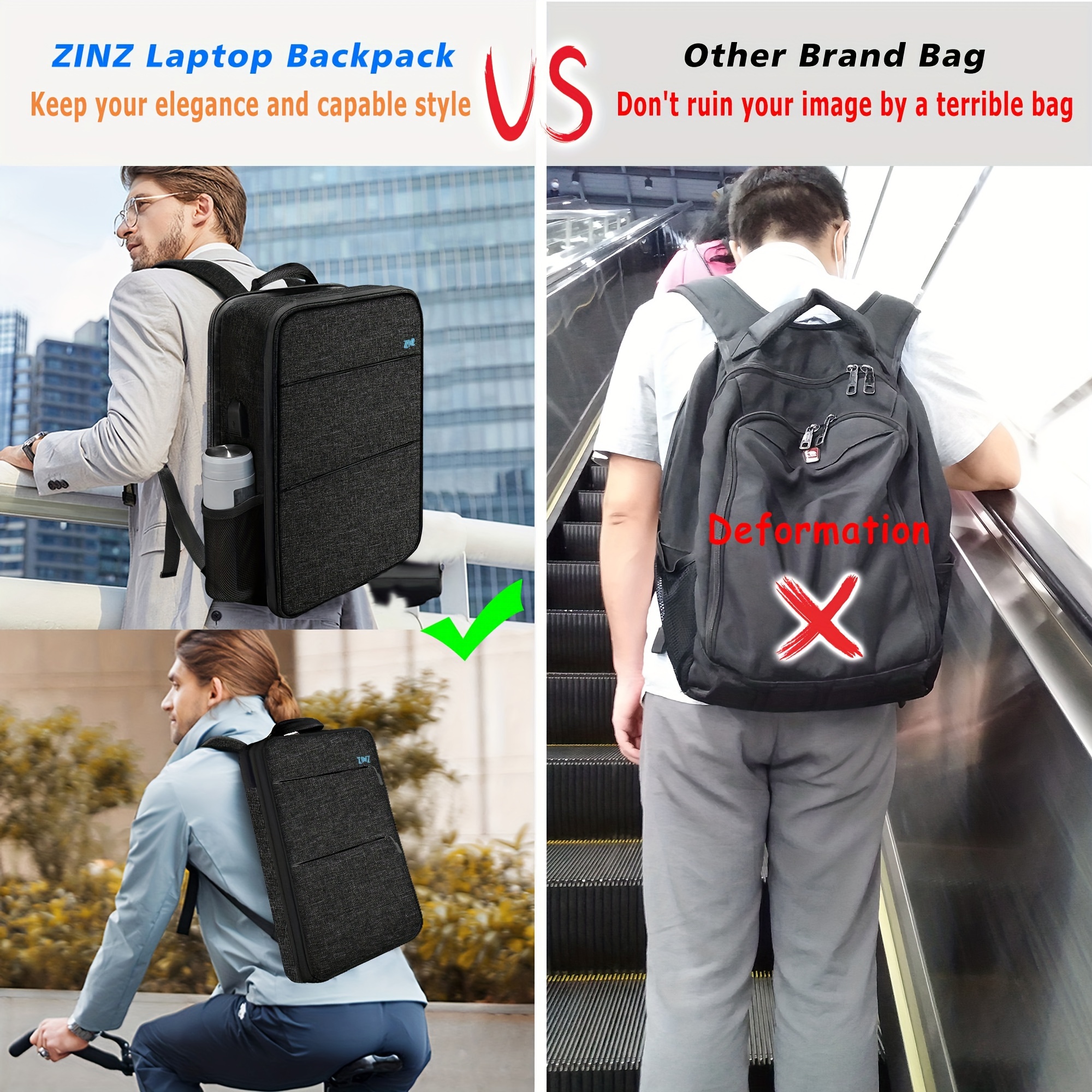 1pc laptop backpack simple and stylish large capacity ultra thin portable laptop backpack details 2