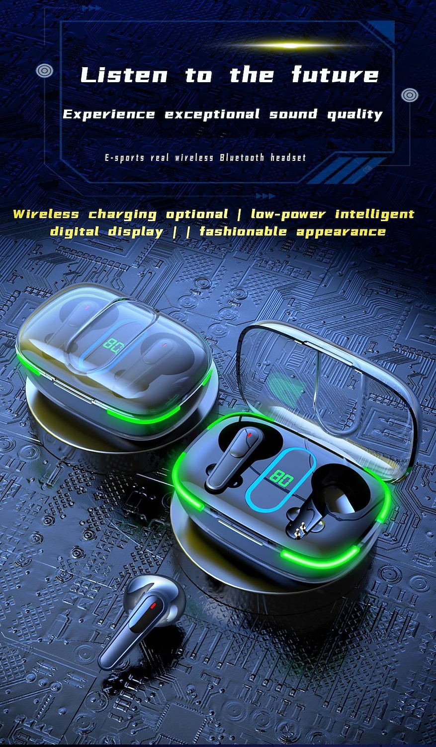 Front view of TWS earbuds