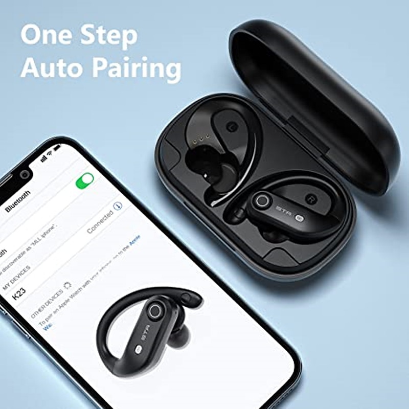 Person wearing earbuds while running