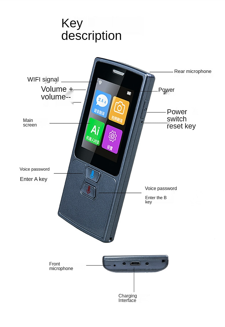 Translator and charging case