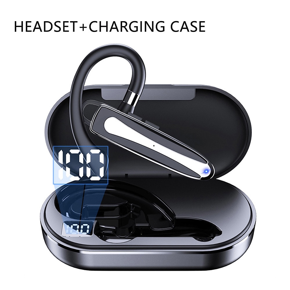 Hand holding ear-hook earbuds