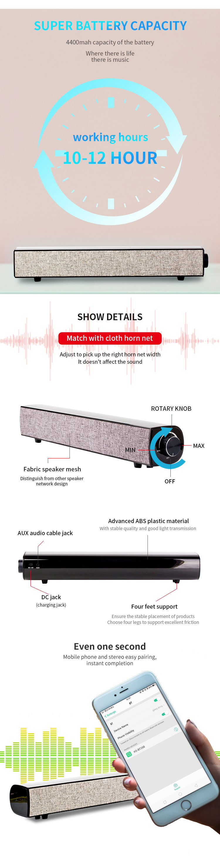 Side view of soundbar