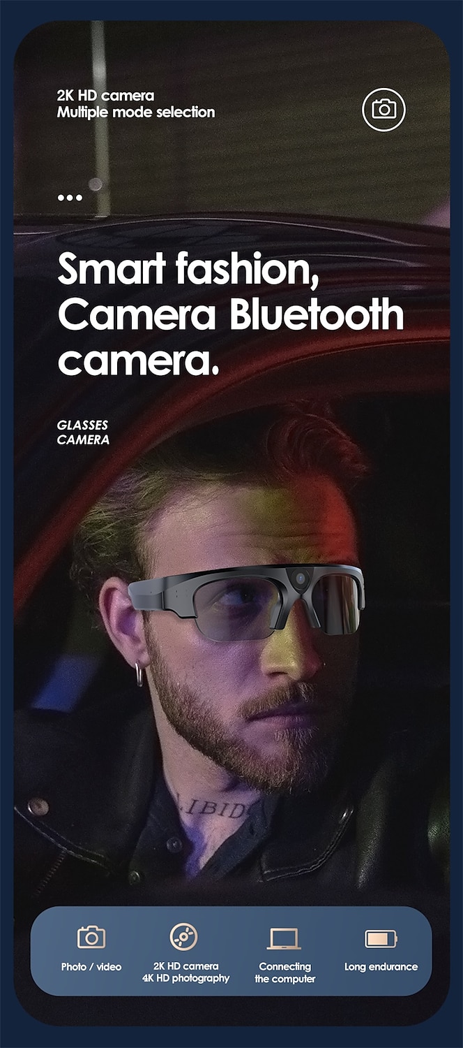 XL16 Bluetooth audio glasses front view