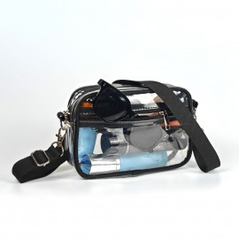 1pc Casual Clear Crossbody Bag, Simple Fashion PVC Zipper Shoulder Bag With Adjustable Strap Travel Toiletry Bag For Men Or Women