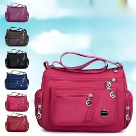 Stylish Multi-layer Zipper Crossbody Bag, Casual Solid Color Shoulder Bag, Perfect Messenger Bag For Daily Use