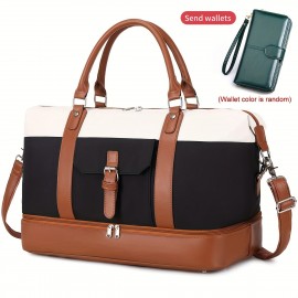 1pc Weekender Bags For Women, Large Bag Travel Duffel Bag, Carry-on Shoulder Bag With Shoe Compartment, Toiletry Bag  For Travel Business Gym , School bags, Valentines Gifts
