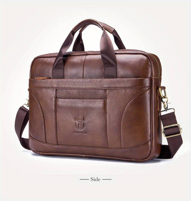 bullcaptain mens genuine leather large capacity business briefcase messenger bag handbag for travel work office computer crossbody bag top layer cowhide durable shoulder pack details 14